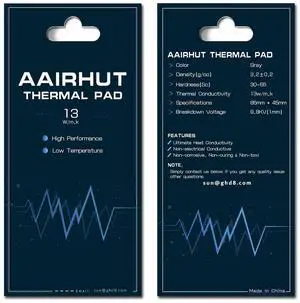 Aairhut Thermal Pad 13W/mK [0.5~3mm], 85x45x2.5mm Silicone Cooling Pad Non Conductive Heat Resistance Extreme Odyssey Cover with Dual Self-Adhesive Films for PC Laptop PS4/PS5/CPU/GPU/Computer