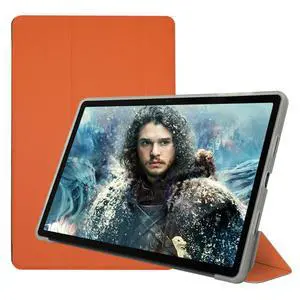 Qiawum Folio Stand Case for Teclast P30T / P30 Tablet 10.1", PU Leather Slim Multi-Viewing Angles Cover with Auto Wake/Sleep Function Hard Back Shell Protective Sleeve (Orange)