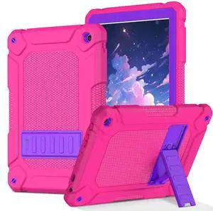 MENZO Case for 10-inch Tablet (Fit 13th Generation Only), Layer Duty Shockproof Rugged Case with Kickstand, Rose+Purple