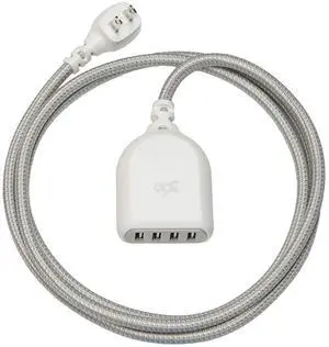 360 Electrical 360623 Habitat4.8 Braided w/ 4.8A 4-Port USB Extension Cord, 6 ft, Tungsten