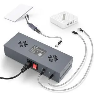 Starlink Mini PoE Splitter Adapter Kit180W GigE Passive & ESD Protection, Stalink Mini DC Power Kit with USB C Power Outputs and DC Step-Up Converter, AC 110-260V to DC 48V/3A for Star link Mini Dish