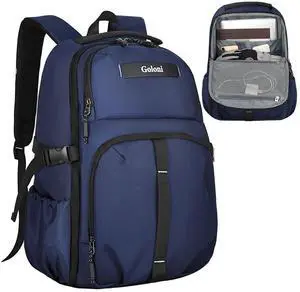 Goloni Travel Laptop Backpack for Men & Women, Airplane Approved 35L Carry-On Backpack with 15.6 Inch Laptop Compartment, Water-Resistant Business Backpack,Bookbag for Travel, Workl,Blue