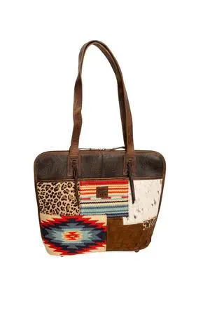 STS Ranchwear Womens Chaynee Mountain Shopper Multi-Color Leather Laptop Bag OS