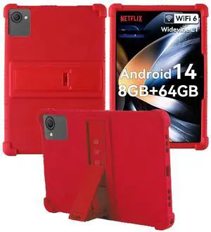 for HiGrace C10 Tablet 10 inch Android 14 Tablet Case,BOVUGAC Soft Silicone Adjustable Stand Shockproof Kids Friendly for HiGrace C10-1 10"(Red)