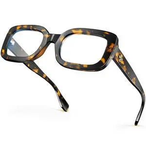VISOONE Rectangle Blue Light Blocking Glasses Thick Square Frame Computer Glasses Vintage Women Men Harmony