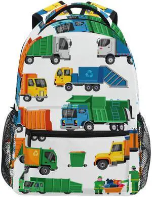 UWSG Garbage Trucks Backpack Travel Laptop Backpack Daypacks, Trash Trucks Computer Bag for Women & Men Outdoor Camping