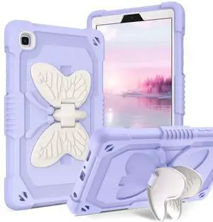 GUAGUA Compatible with Samsung Galaxy Tab A7 Lite Case 8.7" 2021 SM-T225 T220 Kickstand Cover 2 in 1 Rugged Shockproof Protective Anti-Scratch Tablet Case for Galaxy Tab A7 Lite, Purple/Beige
