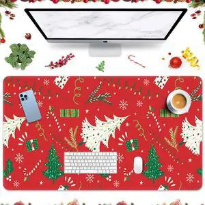 Arttown Red Christmas Tree Mouse Pad Large Gaming Mat Non-Slip Desk Pad Keyboard and Mouse Desk Mat for Gamer, Office & Home, 31.5 x 15.7in