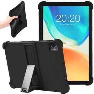 Kebiory Case for TECLAST M40PLUS/P40HD/P40S/P30S 10 inch 2023 Model/Jumper Ezpad M10SE 10 inch Shockproof Soft Silicone Case, Lightweight Anti-Slip Kids Friendly Protective Cover with Stand (Black)