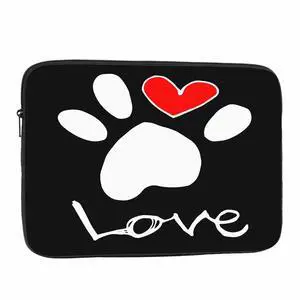 Nicokee Laptop Sleeve Bag 15.4 15.6 Inch,Dog Paw Print Footprint Pet Animal Heart Love Protective Polyester Computer Cases Laptop Cover Briefcase Bag Tablet Travel Cover