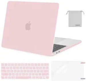 MOSISO Compatible with MacBook Pro 13 inch Case M2 2025, 2024, 2023, 2022-2016 A2338 M1 A2251 A2289 A2159 A1989 A1708 A1706, Plastic Hard Shell&Keyboard Cover&Screen Film&Storage Bag, Rose Quartz