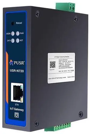 PUSR Edge Computing IoT Gateway 2*RS485 1*Ethernet with SD Card for Data Storage Modbus to MQTT/Json DL645 to MQTT+Json RS485 to Ethernet USR-N720-ETH