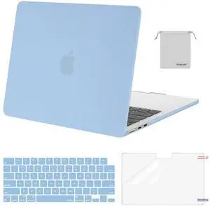 MOSISO Compatible with MacBook Air 13 inch Case 2025 2024 2023 2022 M4 A3240 M3 A3113 M2 A2681, Plastic Hard Shell&Keyboard Cover&Screen Film&Pouch for MacBook Air 13.6 inch Case, Air Blue