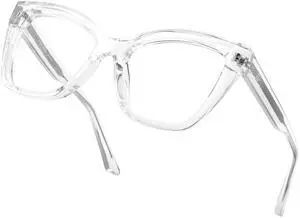 JFXQDR Women's Oversized Blue Light Blocking Glasses, Cat Eye Computer Gaming Glasses Anti Eyestrain & UV Glare RF6217 (Clear Cateye Frame)