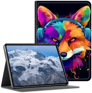 BFDHGQZC Case for All-New Amazon Fire Max 11 Tablet (13th Generation, 2023 Release),Shockproof Fold Stand Protive Cover with Auto Wake/Sleep for Fire Max 11,Fox Wearing Headphones