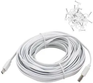 PDEEY 25 ft USB C Cable for CCTV WiFi Security Camera, Type-C Extension Charging Cord Flat, Waterproof