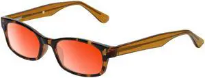 Medspex Corinne McCormack Channing Color Therapy Reading Glasses +4.00 Tortoise Havana Brown Gold Amber/Orange Womens Fluorescent Light Sensitivity Chromotherapy Chakra Healing