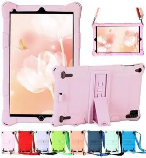 AIJAKO 10.1 Inch Silicone Case for DUODUOGO P8/Novel TTT 10/AItszon 10/Gowin 10.1/VANKYO MatrixPad S21/OUZRS 10/AOYODKG P8/Gowin 10.1/JINHENG 10.1/DICEKOO 10, Shoulder Strap, Light Pink