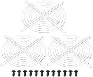 PATIKIL 180mm Fan Grill with Screws, 3 Pack Chrome Plated Iron Frame Ventilator Grill Protector Mesh Dustproof Case Cover for Computer PC, Silver Tone
