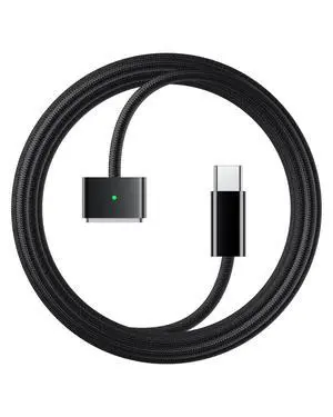 Stouchi USB-C to Magnetic 3 Cable 6.6ft, 140W Fast Charging for MacBook Air (15''/13'' M4 2025, M3 2024, M2 2023, M2 2022), Pro (16"/14" 2024/2023/2021)Black