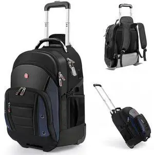 star cloud Rolling Backpack with Wheels, USB & Type-C Charging Port, 21x14x9 Water Resistant Wheeled Backpack, 17.3" Roller Laptop Backpack with TSA Lock, Carry On Luggage for Business Travel College