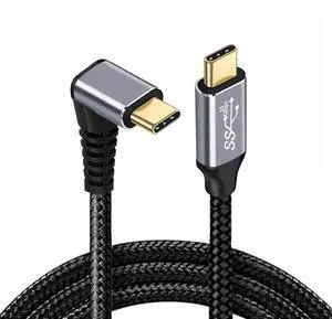xiwai 90 Degree Down & Up Angled Type-C USB-C Male to Male USB3.1 10Gbps 100W Data Cable for Laptop Phone