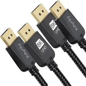 XiAyriky 10FT 8K DisplayPort 1.4 Cable 2-Pack, High Speed 240Hz DP Display Port Gaming Monitor Cable32.4Gbps, HDR10, 8K@60Hz, 4K@240Hz,HBR3 for Computer Docking Station and More