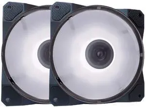 APEVIA CO212L-WH Cosmos 120mm White LED Ultra Silent Case Fan w/ 16 LEDs & Anti-Vibration Rubber Pads (2 Pk)