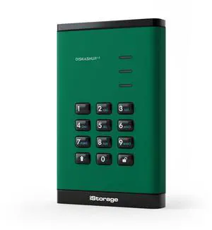 iStorage diskAshur3 SSD 4TB Green - Secure Portable Solid State Drive - Password Protected - Dust & Water Resistant - Hardware Encryption