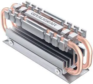 GRAUGEAR M.2 2280 NVMe SATA SSD Heatsink, Direct Touch Heatpipe, Dual Copper Heat Pipes, Aluminum Alloy Plate-Fin Design, 2 Thermal Conductivity Pads incl., 1.34 inches Height [G-M2HS06]