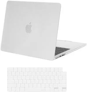 MOSISO Compatible with MacBook Air 13 inch Case 2025 2024 2023 2022 M4 A3240 M3 A3113 M2 A2681, Carbon Fiber Texture Protective Hard Shell & Keyboard Cover for MacBook Air 13.6 inch Case, Translucent
