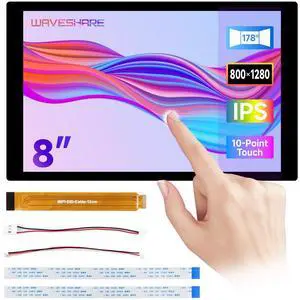 waveshare 8inch DSI Capacitive Touch Display, Compatible with Raspberry Pi 5/4B/3B/CM3/3+/4, 800×1280, IPS Panel, Optical Bonding Toughened Glass Panel, 10-Point Touch