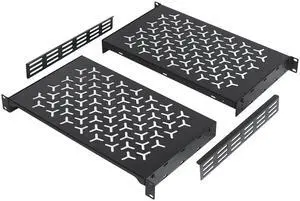 OCEANHUG 1U Rack Shelves (2-Pack), 2 PCS 10" Deep Cantilever, with Optional Joints to Combine as One Full Size Server Rack Shelf