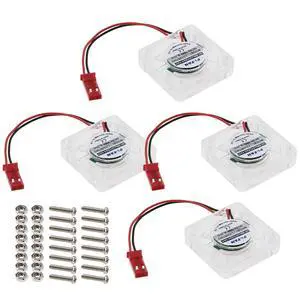 Micro Traders 4X DC 5V 0.25A Cooling Radiator Fans 30x30mm LED Blue Light Brushless CPU Heat Cooler 2-Pin Connector Compatible with Raspberry Pi 4