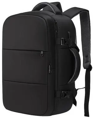RELY+ Travel Laptop Backpack for Men Women, Airplane Approved Travel Backpack Suitcase with Usb Charging Port, Lightweight College Luggage Bag 15.6inch Laptop Mochila Gifts for Business,Black