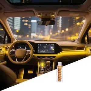 3D Dimmable Touch Control USB Car Interior Lights - Retro Creative LED Ambient Lighting, Universal USB Lights for Cars, bedrooms, Camping, Parties, Mini Decorative Lights (Clear-Yellow)