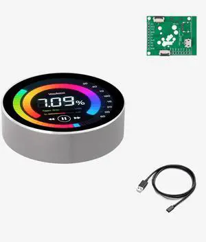 UEAIDISP ESP32-C3 Development Board Round Knob Display 1.28 Inch 240×240 IPS TFT LCD for LVGL WiFi BLe Uart Rotary Display (Silver)