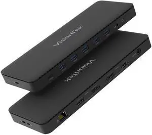 VisionTek VT4600DL Laptop Docking Station for Windows, MacOS or ChromeOS  Connect with USB-C or USB-A, 100W Laptop Charging, Dual 4K Displays, 2X HDMI, 2X DisplayPort, USB-A, USB-C, Audio, Ethernet