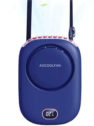 AOCOOLFAN Portable Neck Fan, Mini Small Personal Handheld Fan USB Rechargeable 3 Speed for Girls Boys Woman Eyelash Travel Home Office Outdoor (navy blue)