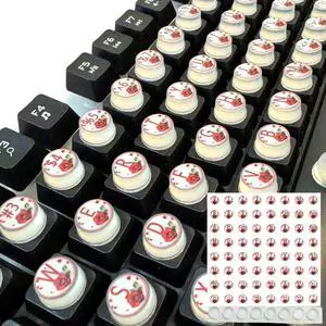 Keyboard Bubbles for Long Nails 72pcs, Raised Silicone Caps, Fruit Pattern Stickers, Personalized Stickers for Tablet Keyboard Gaming Console Office (Rose)