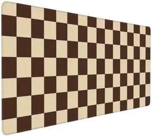 DJYQBFA Brown Checkered Mouse Pad Large Desk Mat for Keyboard and Mouse Non-Slip Gaming Mousepad Office Desk Accessories for Computer 35.4x15.7Inch