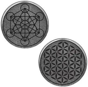 Keled Rocks Shungite Cell Plate - Protection Shield - Metatron and Flower Life Symbol - Shungite Rocks Type II - Comes with Certificate