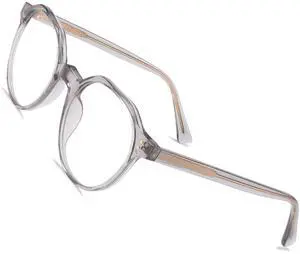 ZogCowy Blue Light Blocking Glasses, TR90 Retro Half Round Computer Glasses With Anti Eyestrain & UV Glare Protection (Gery)
