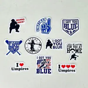 Pack of 10 Softball Catcher for Baseball, Softball, Catchers Helmet, I Love Umpires, Steal I Dare You, I Got You Blue Sticker 2 Inches