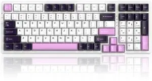 MageGee Mechanical Gaming Keyboard, 96% Gasket Hot Swappable Wired Custom Creamy Keyboard with 5-Layer Sound Dampening, RGB Backlit, NKRO for Win/Mac (Purple Jade, Violet Switch)