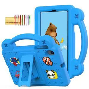 Dteck Case for Onn 7" Tablet 2024 Gen 4, Cartoon Panda Shockproof Rugged Lightweight Convertible Stand Handles Kids Friendly Case for Onn 7 inch 4 Gen Tablet 2024 (Model:100135924),SkyBlue