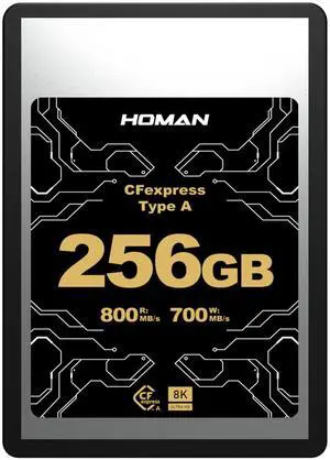 HOMAN Professional 256GB CFexpress Type A Memory Card, Up to 900MB/s Read Speed & 800MB/s Write Speed, for 4K 120P,8K Video Recording Compatible with Sony Alpha FX Cameras