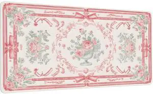 Idocolors Pink Vintage Floral Desk Mat, Cute Extended Gaming Keyboard Mouse Pad, Large Office Desk Cover Mat Pad Deskmat, Non-Slip Leather Home Office Desk Mat Protector 31.5"×15.7"