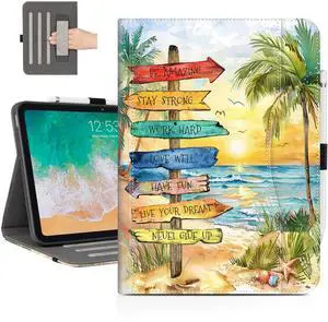 Vimorco for iPad 10th/ (A16) 11th Generation Case, for iPad Case 11th/10th Generation with Pencil Holder/Hand Strap/Pocket, Adjustable Angle, Fit iPad Cover 11th/10th Gen, Beach Path