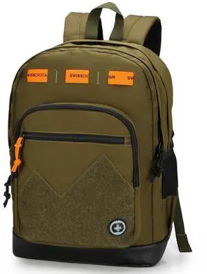 Swissdigital Design Casual Backpack, College Stylish Laptop Backpack with Fun Personalized Patches Fits 16 Inch Notebook, Travel Leisure Bag Pefect for Boys & Girls, Olive | BERIKON